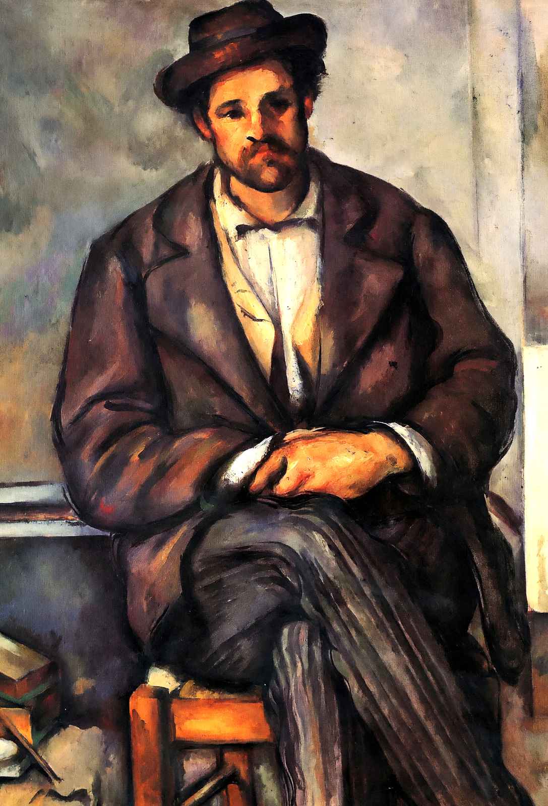 Seated Peasant Art Print 1900 Painting by Paul Cezanne (6 Sizes) - High Quality