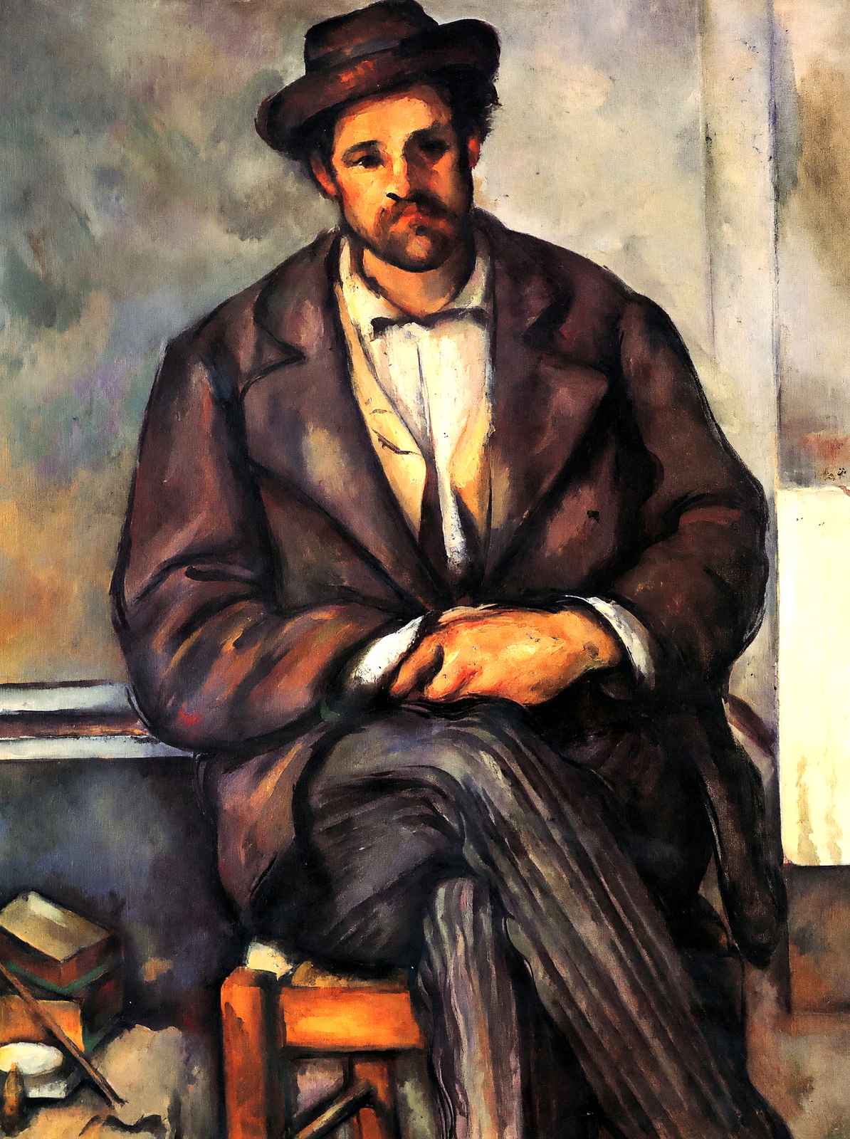 Seated Peasant Art Print 1900 Painting by Paul Cezanne (6 Sizes) - High Quality