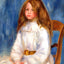 Seated Little Girl with a Blue Background 1890 by Renoir Art Print (6 Sizes)