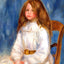 Seated Little Girl with a Blue Background painting print by Pierre-Auguste Renoir (1890)