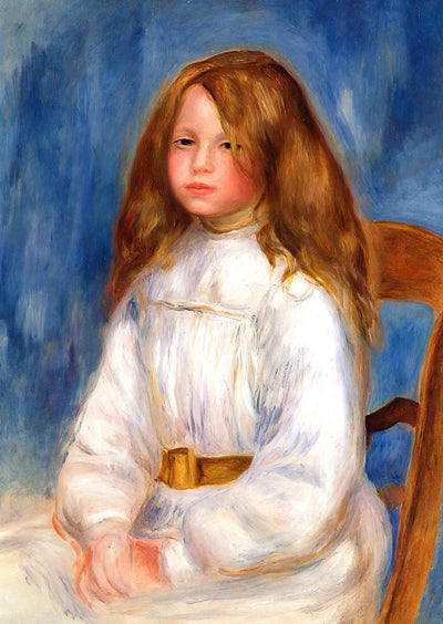 Seated Little Girl with a Blue Background 1890 by Renoir Art Print (6 Sizes)
