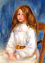 Seated Little Girl with a Blue Background 1890 by Renoir Art Print (6 Sizes)