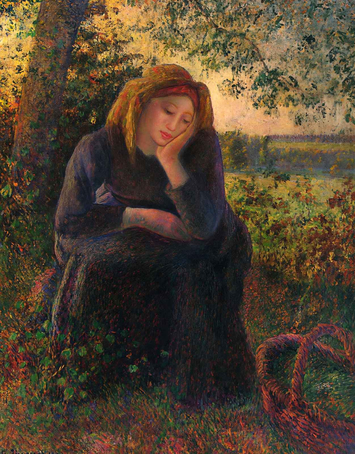Seated Peasant 1892 Painting by Camille Pissarro Fine Art Print (6 Sizes)