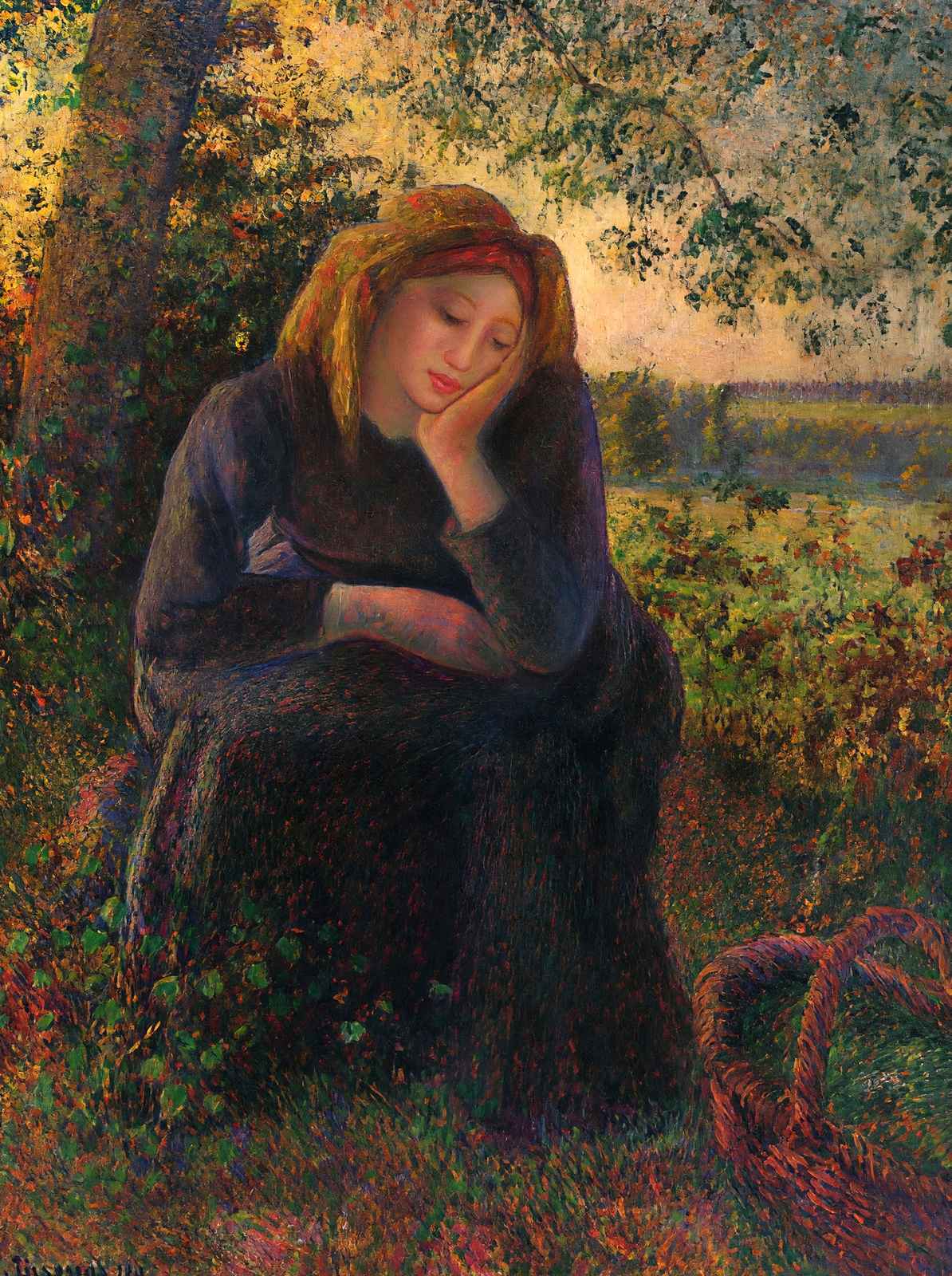 Seated Peasant 1892 Painting by Camille Pissarro Fine Art Print (6 Sizes)