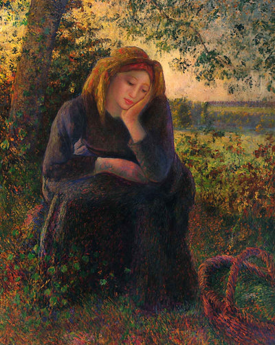 Seated Peasant painting print by Camille Pissarro (1892)