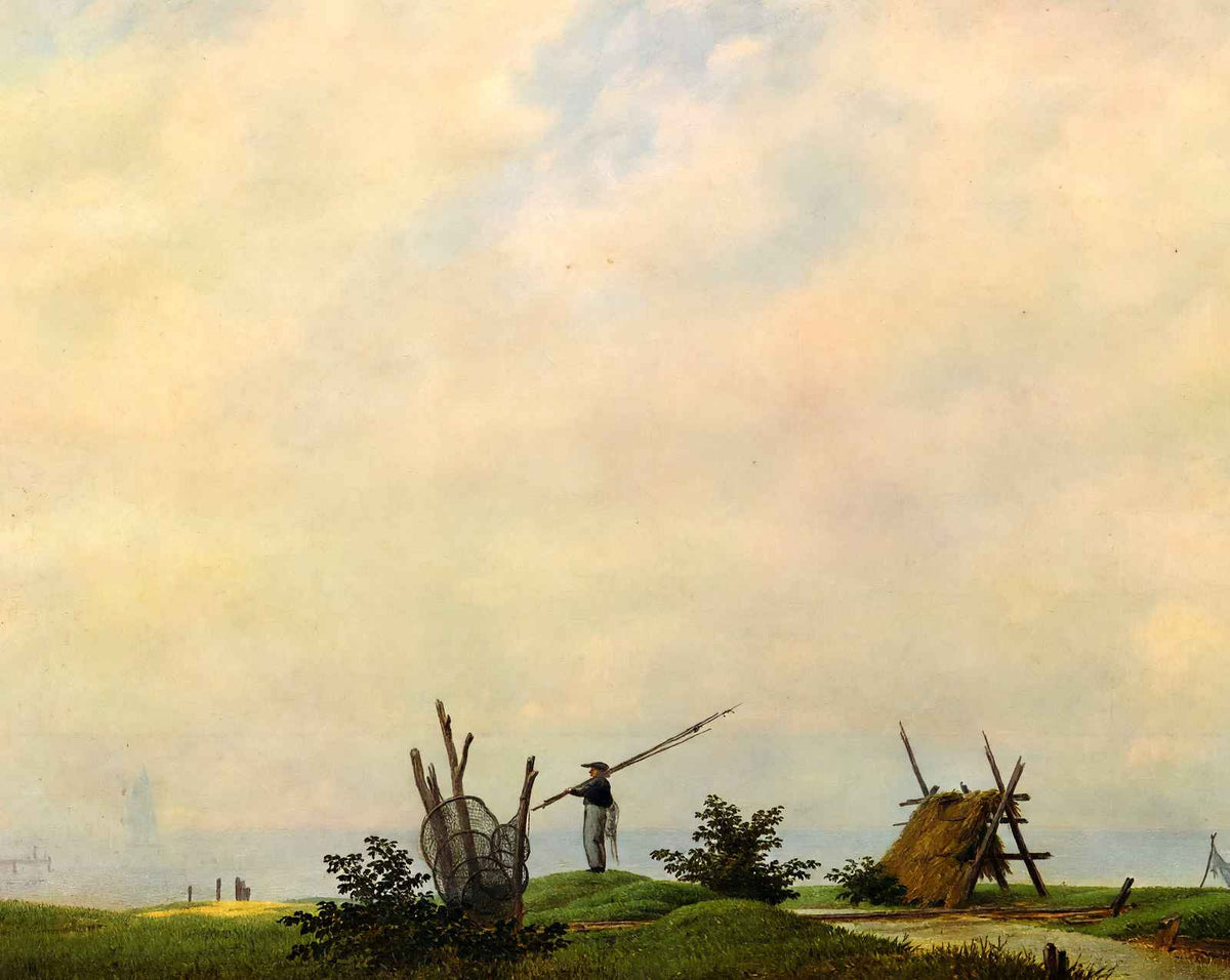 Sea Beach with Fisherman (the Fisherman) art print by Caspar David Friedrich (1807)