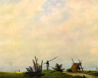 Sea Beach with Fisherman (the Fisherman) art print by Caspar David Friedrich (1807)