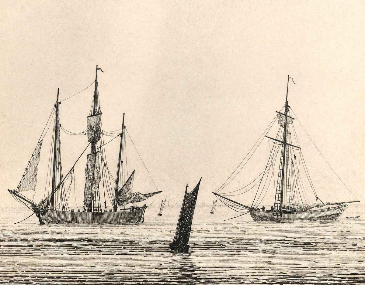 Sea with Ships 1826 Drawing by Caspar David Friedrich Art Print (6 Sizes)