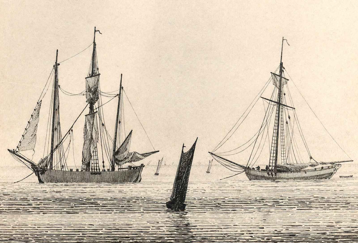 Sea with Ships 1826 Drawing by Caspar David Friedrich Art Print (6 Sizes)