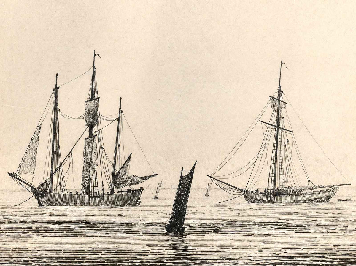 Sea with Ships 1826 Drawing by Caspar David Friedrich Art Print (6 Sizes)