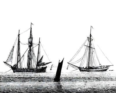 Sea with Ships Painting by Caspar David Friedrich 8x10" Art Print - Acid Free