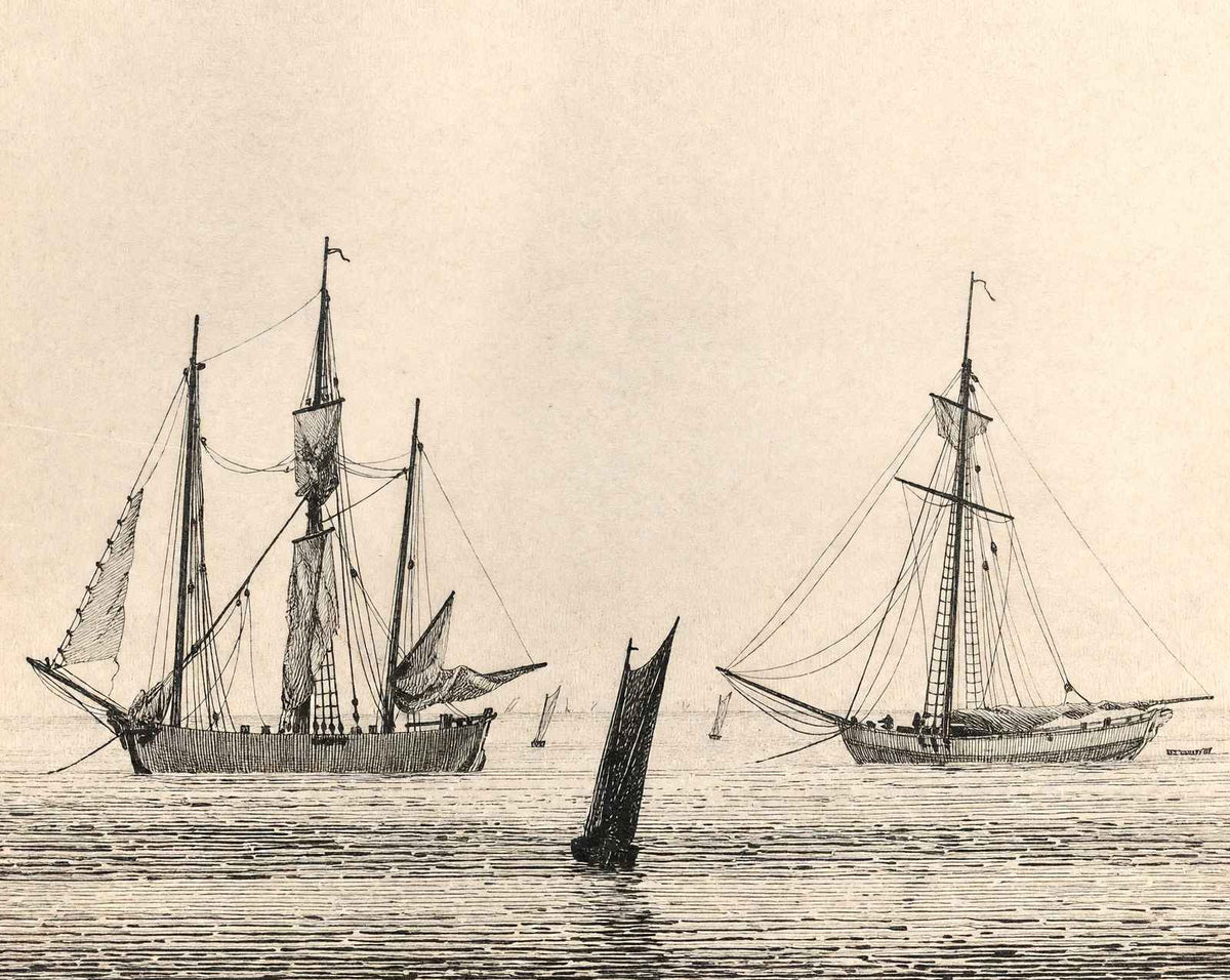 Sea with Ships art print by Caspar David Friedrich (1826)