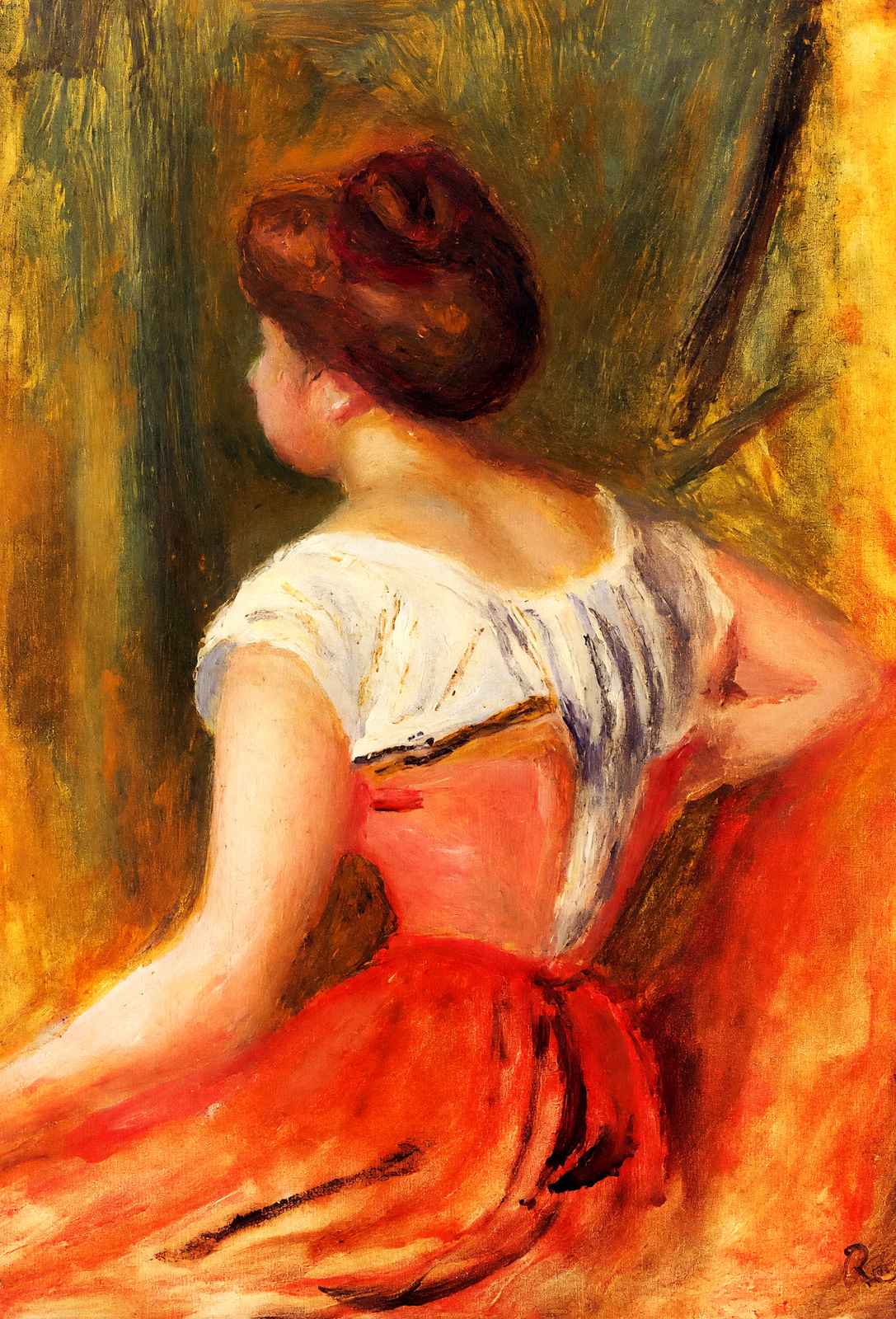 Seated Young Woman Fine Art Print 1896 by Pierre-Auguste Renoir (6 Sizes)