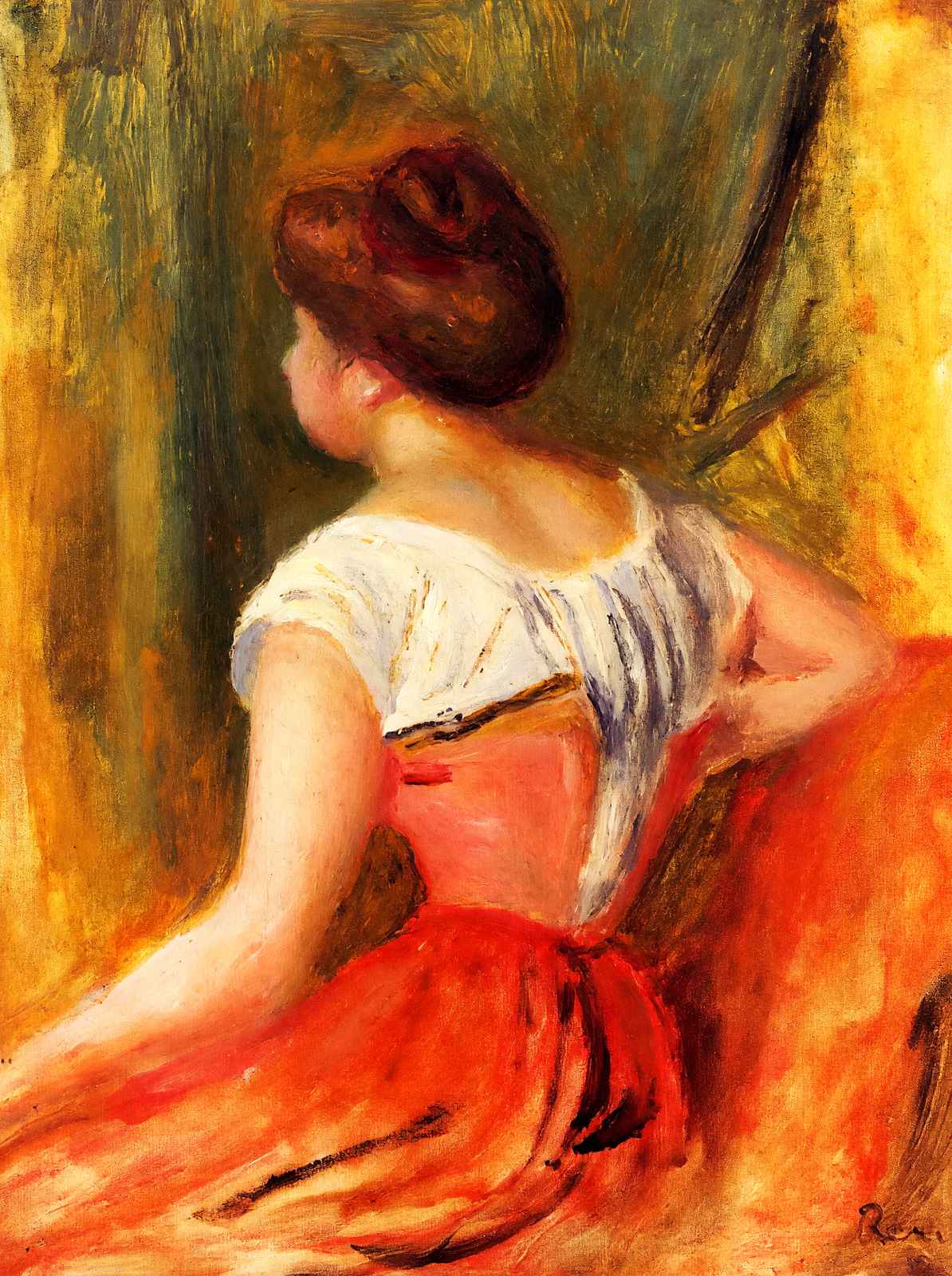 Seated Young Woman Fine Art Print 1896 by Pierre-Auguste Renoir (6 Sizes)