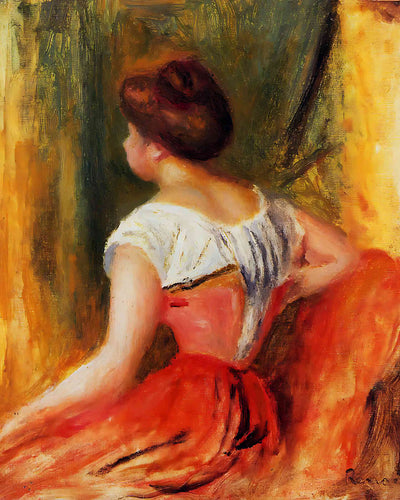 Seated Young Woman Painting by Pierre-Auguste Renoir 8x10" Art Print - Restored