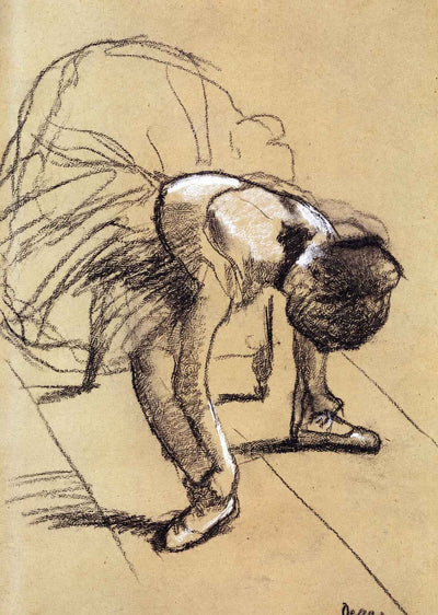 Seated Dancer Adjusting Her Shoes Art Print 1880 Drawing by Degas (6 Sizes)