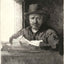 Self-Portrait Drawing at a Window art print by Rembrandt (1648)