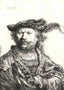 Self-Portrait in Velvet Cap and Plume 1638 by Rembrandt Fine Art Print (6 Sizes)