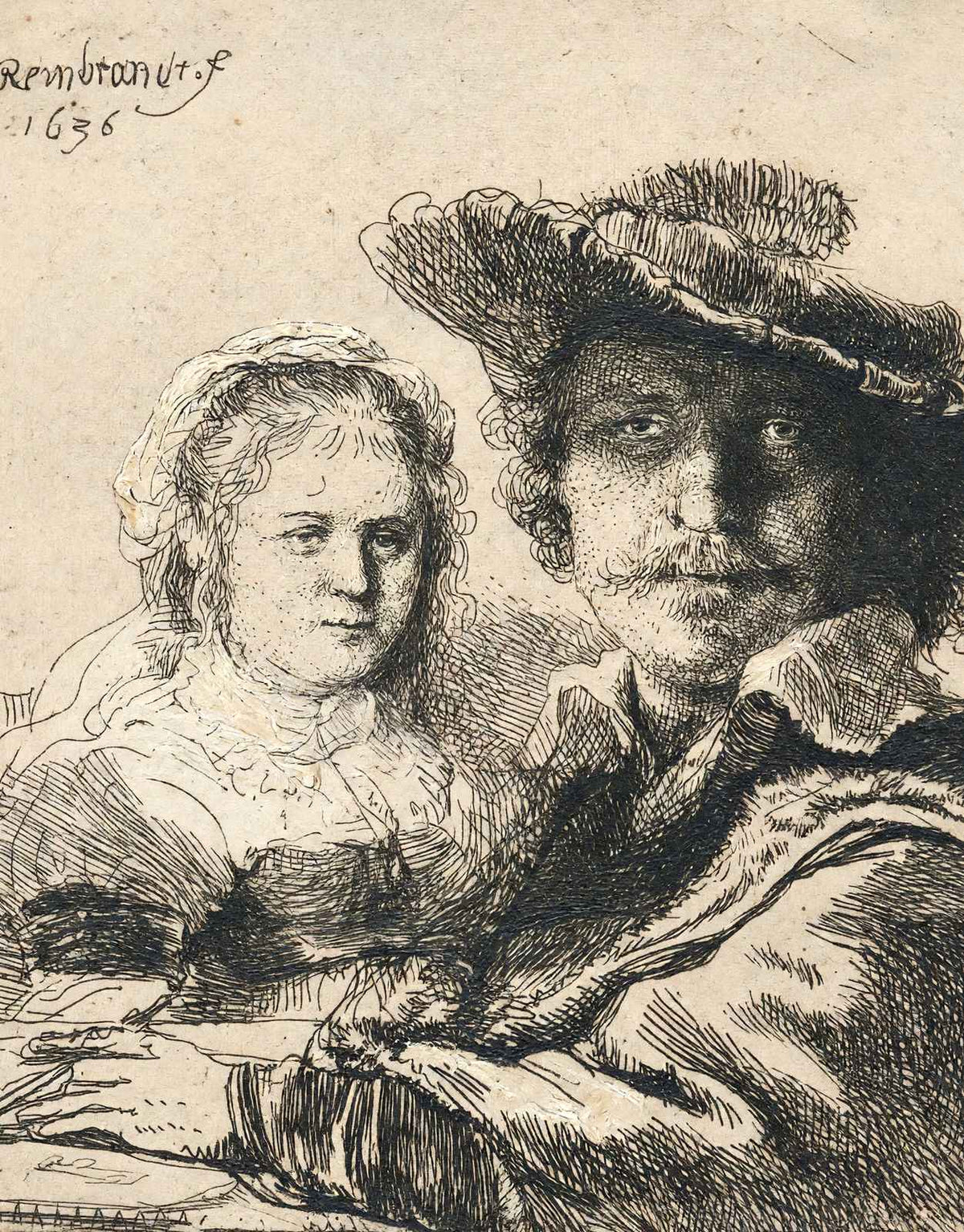 Self-Portrait with Saskia Art Print 1636 Painting by Rembrandt (6 Sizes)