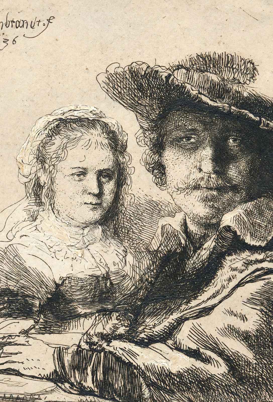 Self-Portrait with Saskia Art Print 1636 Painting by Rembrandt (6 Sizes)