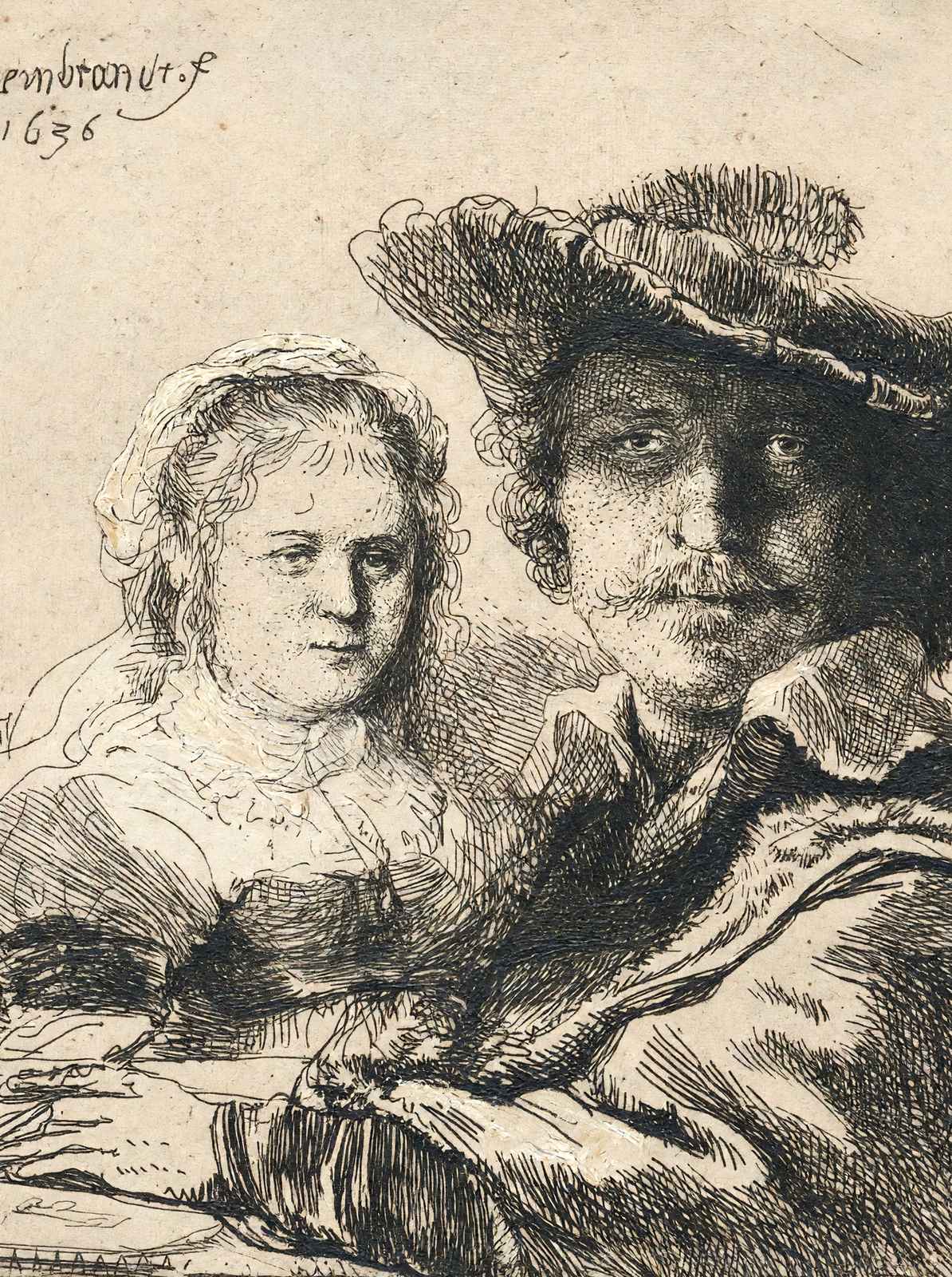 Self-Portrait with Saskia Art Print 1636 Painting by Rembrandt (6 Sizes)