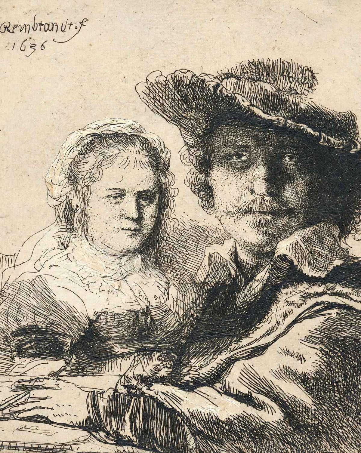Self-Portrait with Saskia fine art print by Rembrandt (1636)