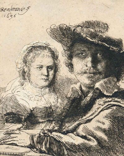 Self-Portrait with Saskia fine art print by Rembrandt (1636)