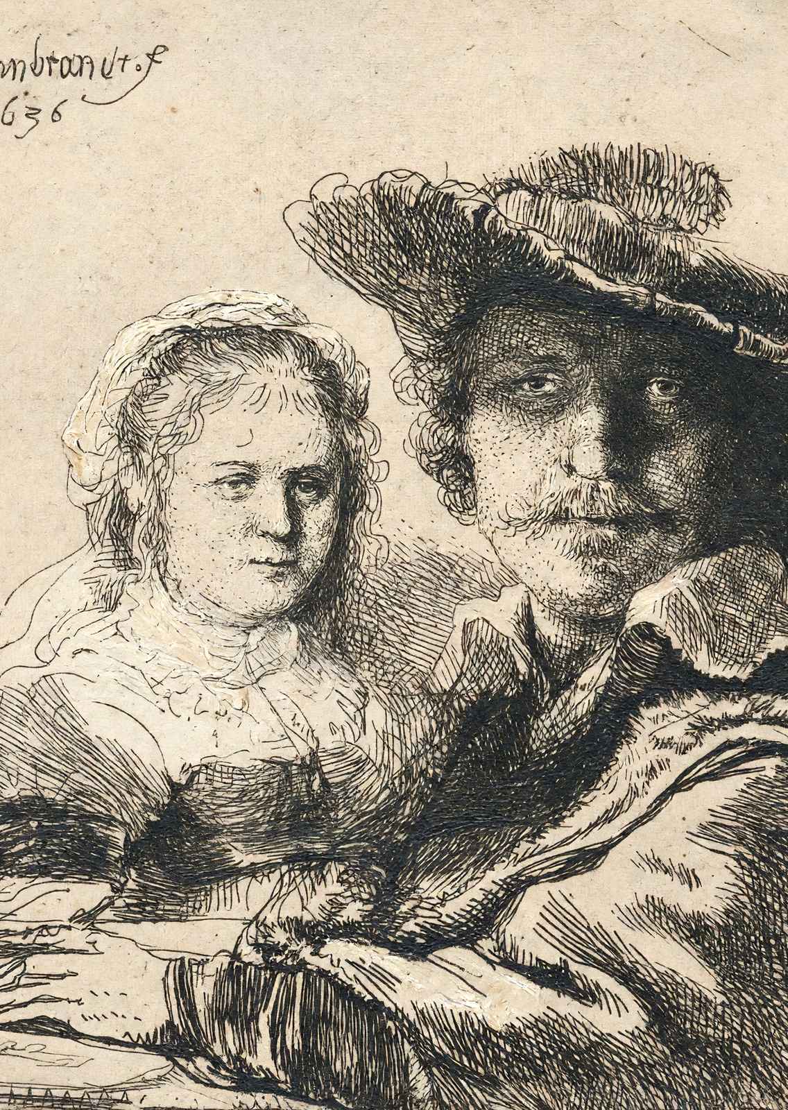 Self-Portrait with Saskia Art Print 1636 Painting by Rembrandt (6 Sizes)