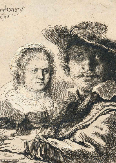 Self-Portrait with Saskia Art Print 1636 Painting by Rembrandt (6 Sizes)