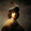 Self-Portrait in a Plumed Hat painting print by Rembrandt (1629)