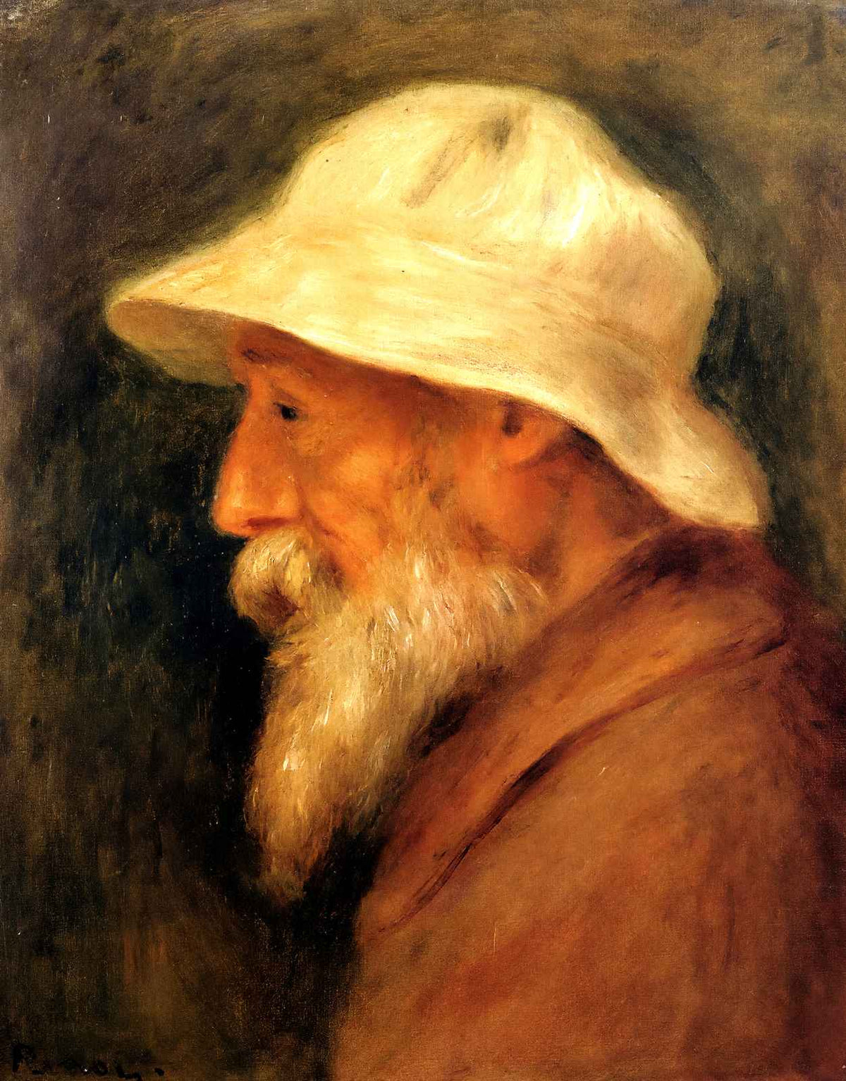 Self-Portrait with a White Hat Art Print 1910 by Pierre-Auguste Renoir (6 Sizes)