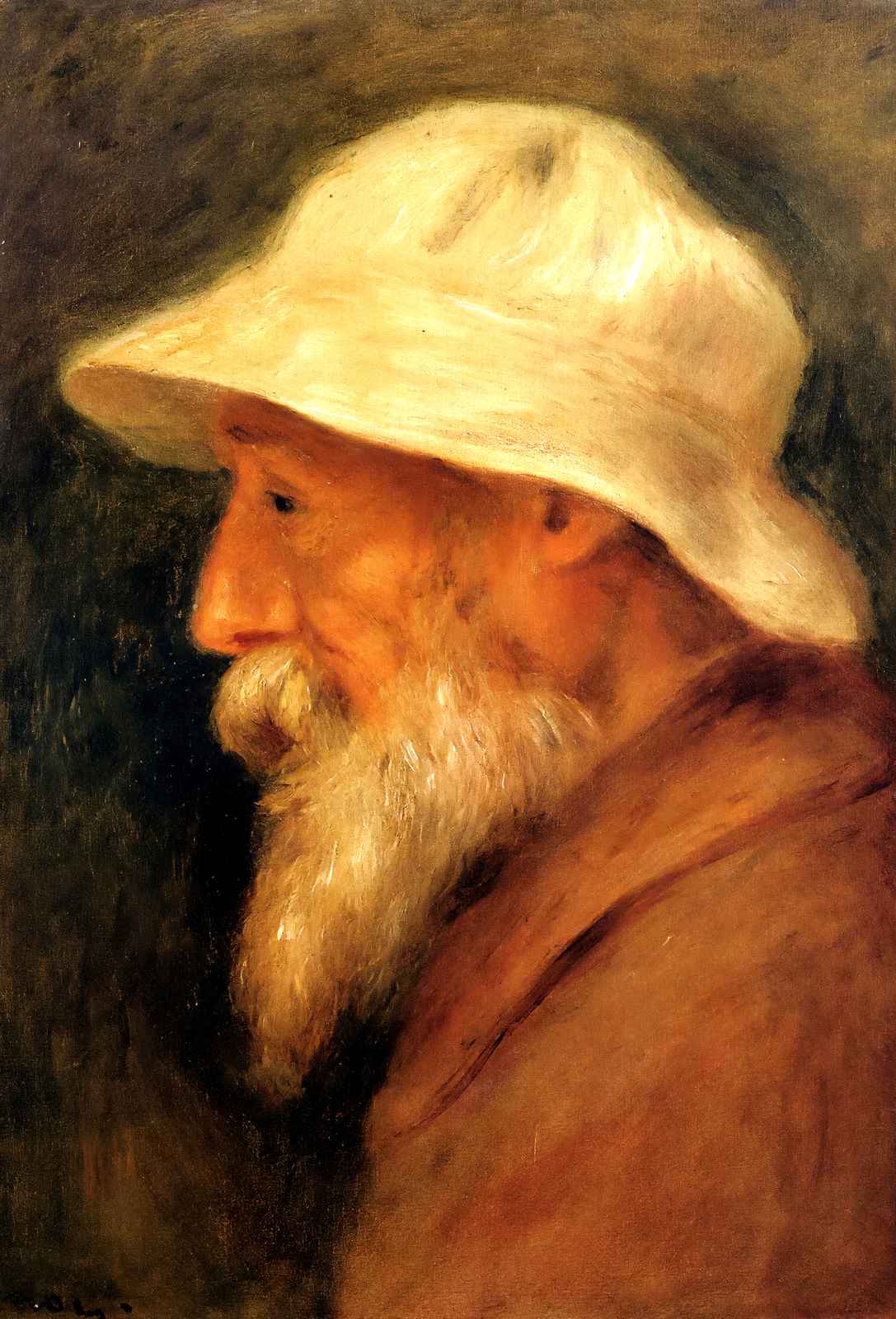 Self-Portrait with a White Hat Art Print 1910 by Pierre-Auguste Renoir (6 Sizes)