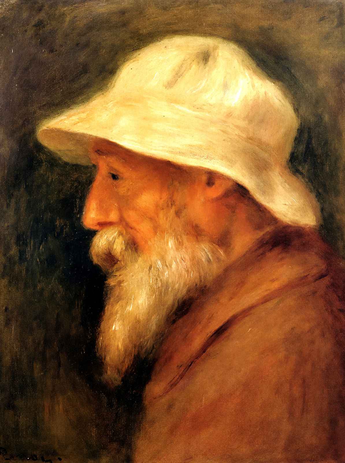 Self-Portrait with a White Hat Art Print 1910 by Pierre-Auguste Renoir (6 Sizes)