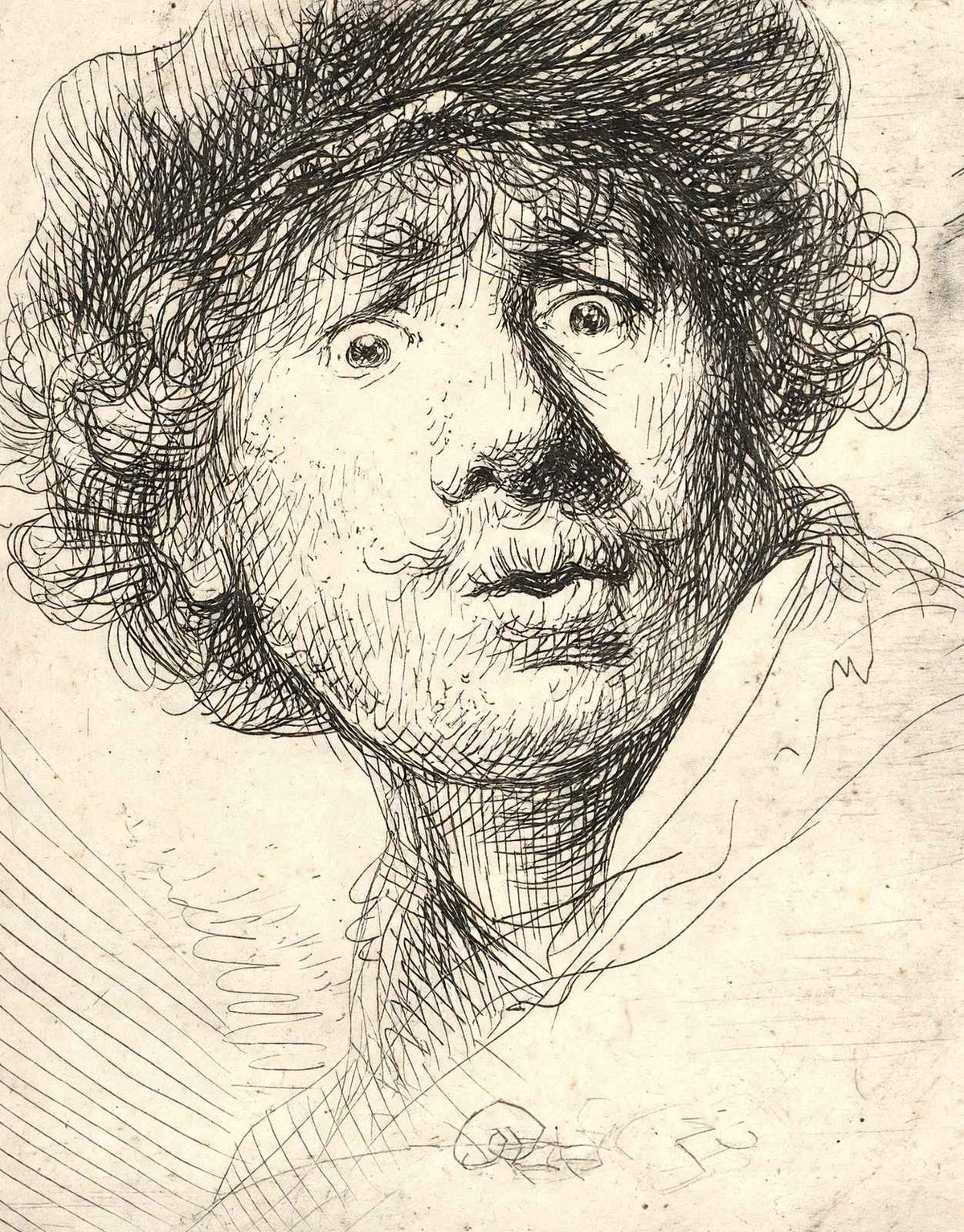 Self-Portrait Fine Art Print 1630 Drawing by Rembrandt (6 Sizes) - Premium Print