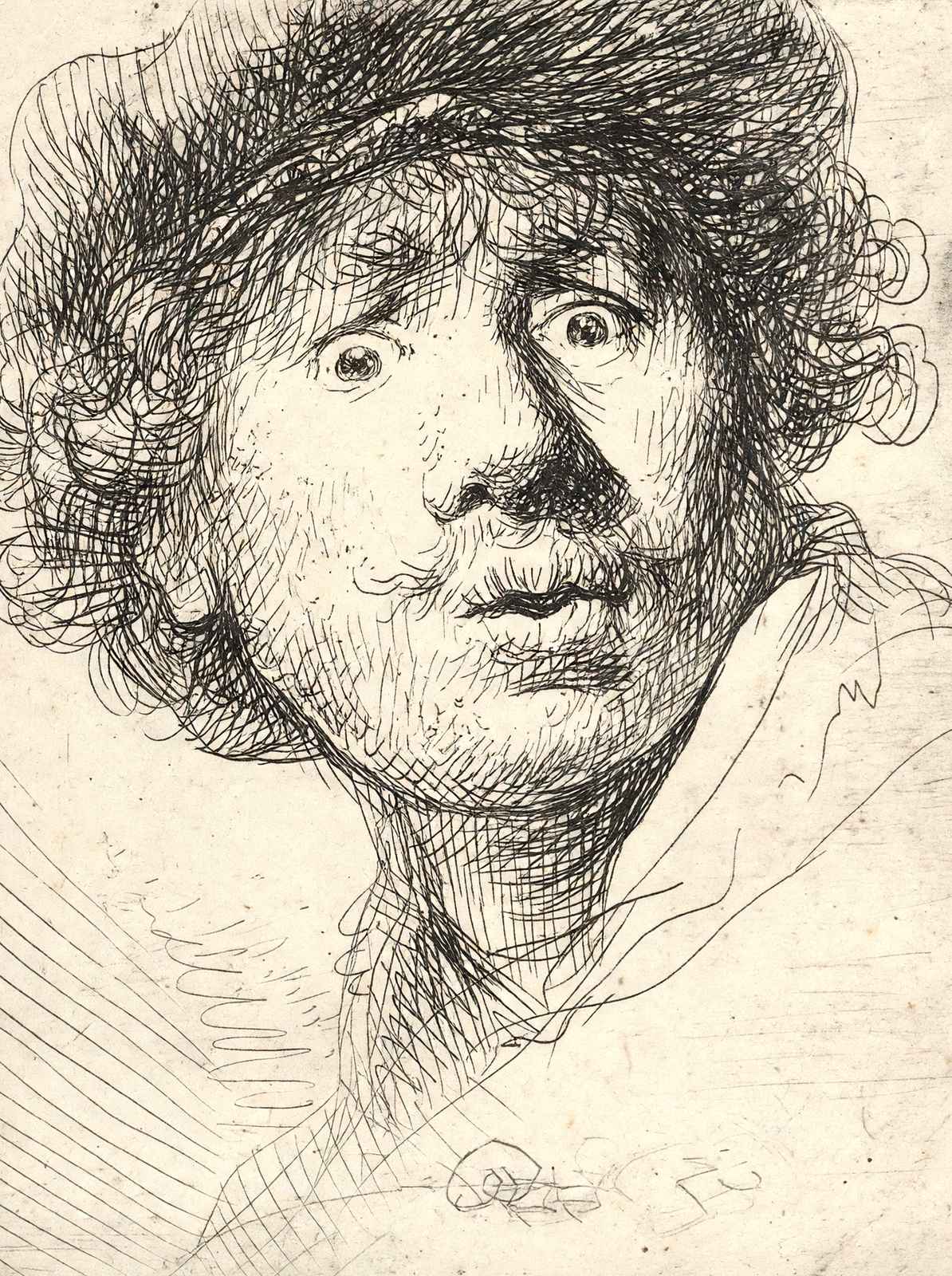 Self-Portrait Fine Art Print 1630 Drawing by Rembrandt (6 Sizes) - Premium Print