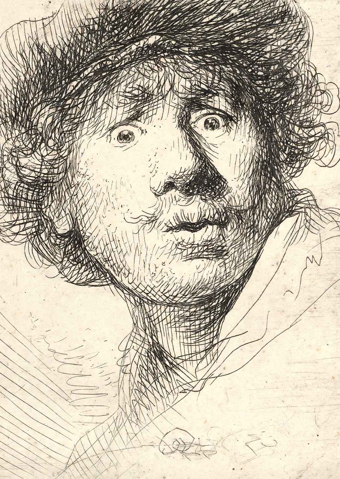 Self-Portrait Fine Art Print 1630 Drawing by Rembrandt (6 Sizes) - Premium Print