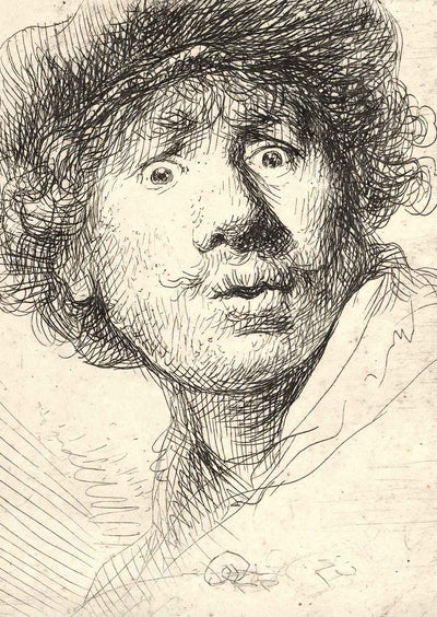 Self-Portrait Fine Art Print 1630 Drawing by Rembrandt (6 Sizes) - Premium Print