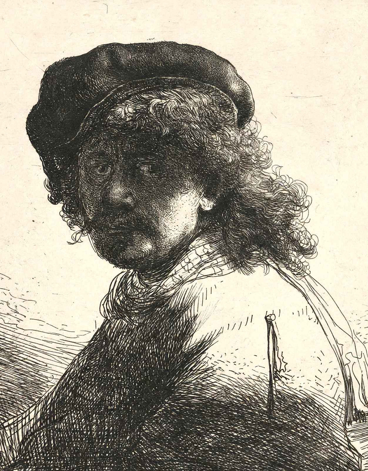 Self-Portrait in a Cap and Scarf with the Face Dark Bust 1633 Print (6 Sizes)