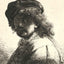Self-Portrait in a Cap and Scarf with the Face Dark Bust art print by Rembrandt (1633)