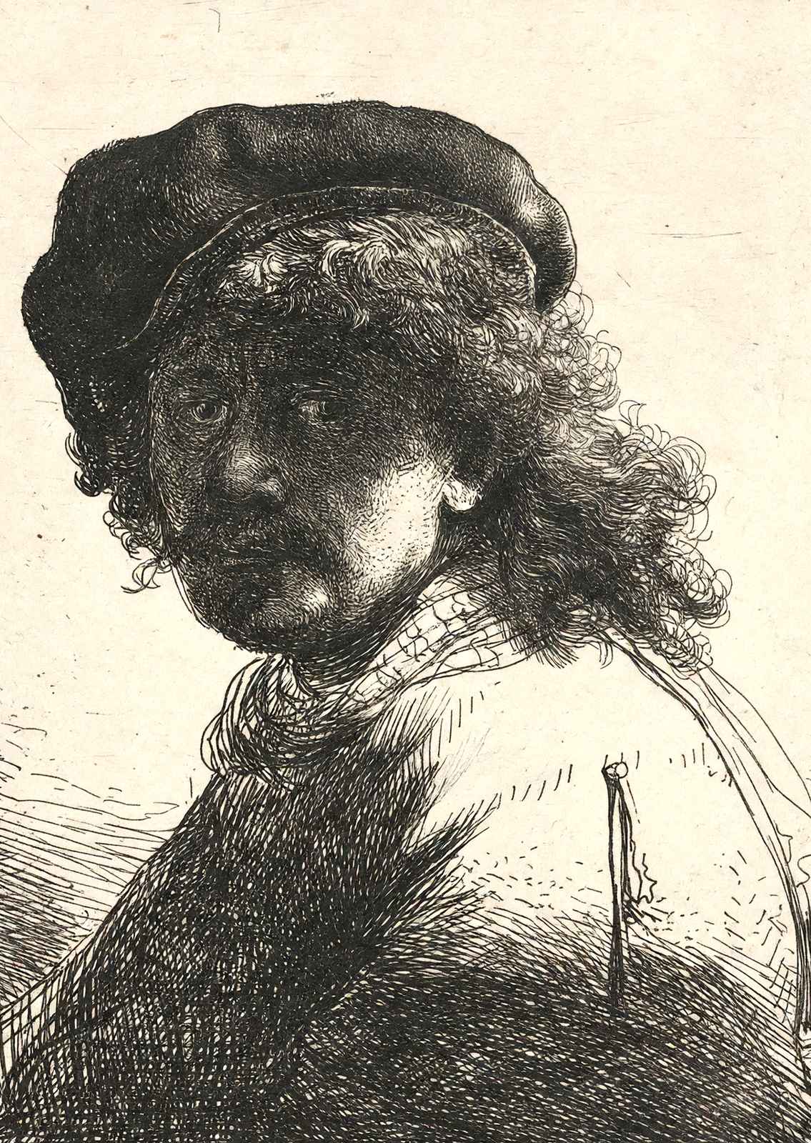 Self-Portrait in a Cap and Scarf with the Face Dark Bust 1633 Print (6 Sizes)
