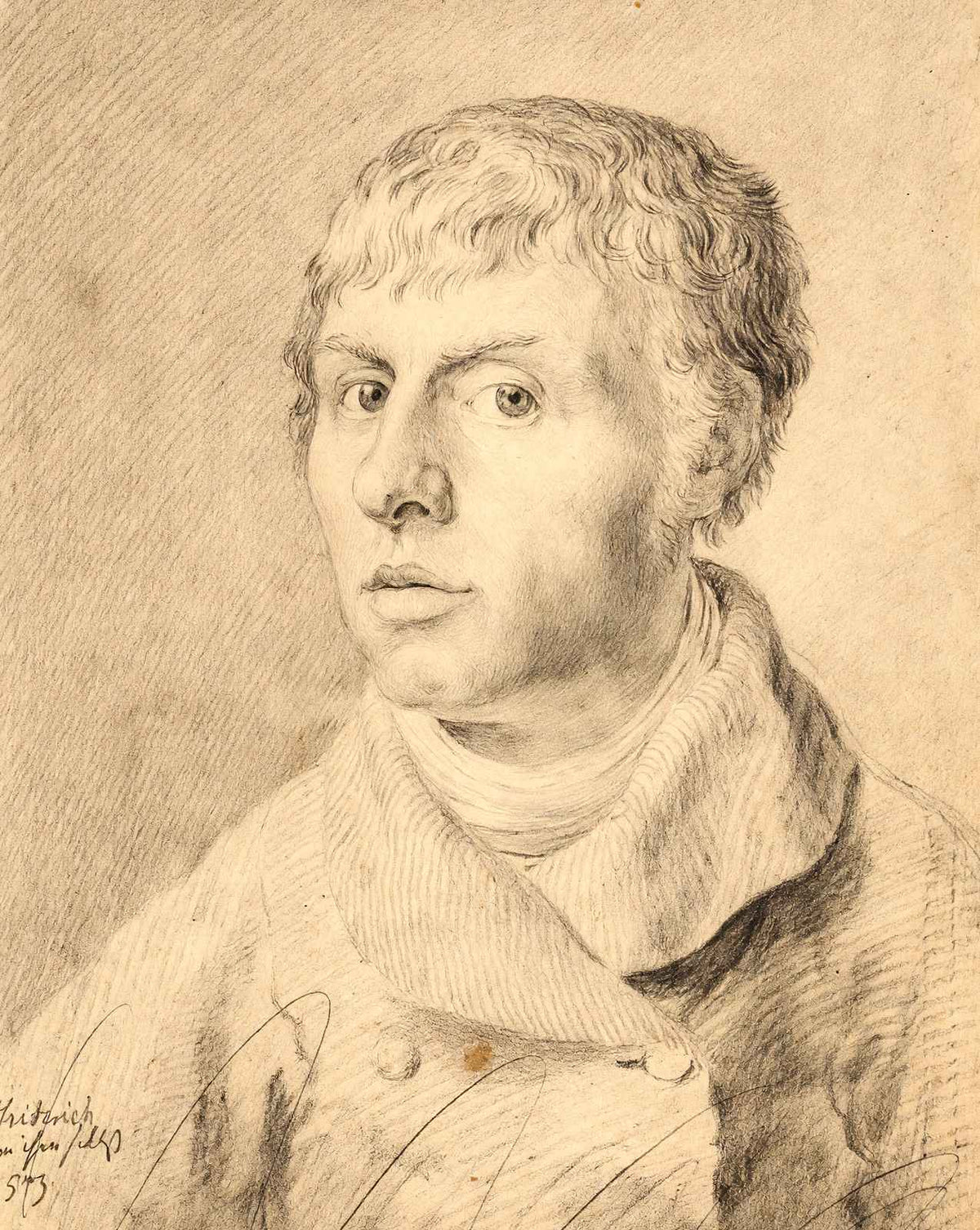 Self-Portrait As a Young Man drawing by Caspar David Friedrich (1800)