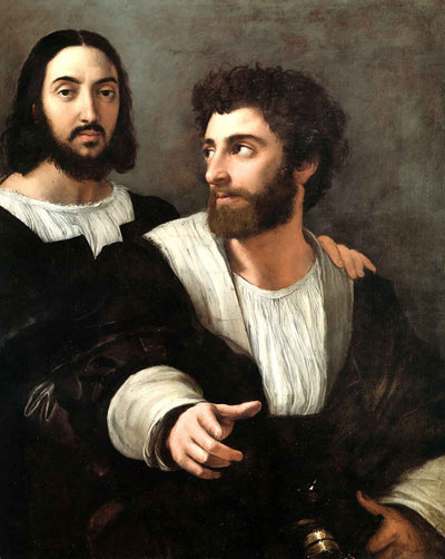 Self Portrait with a Friend fine art print by Raphael (1518)