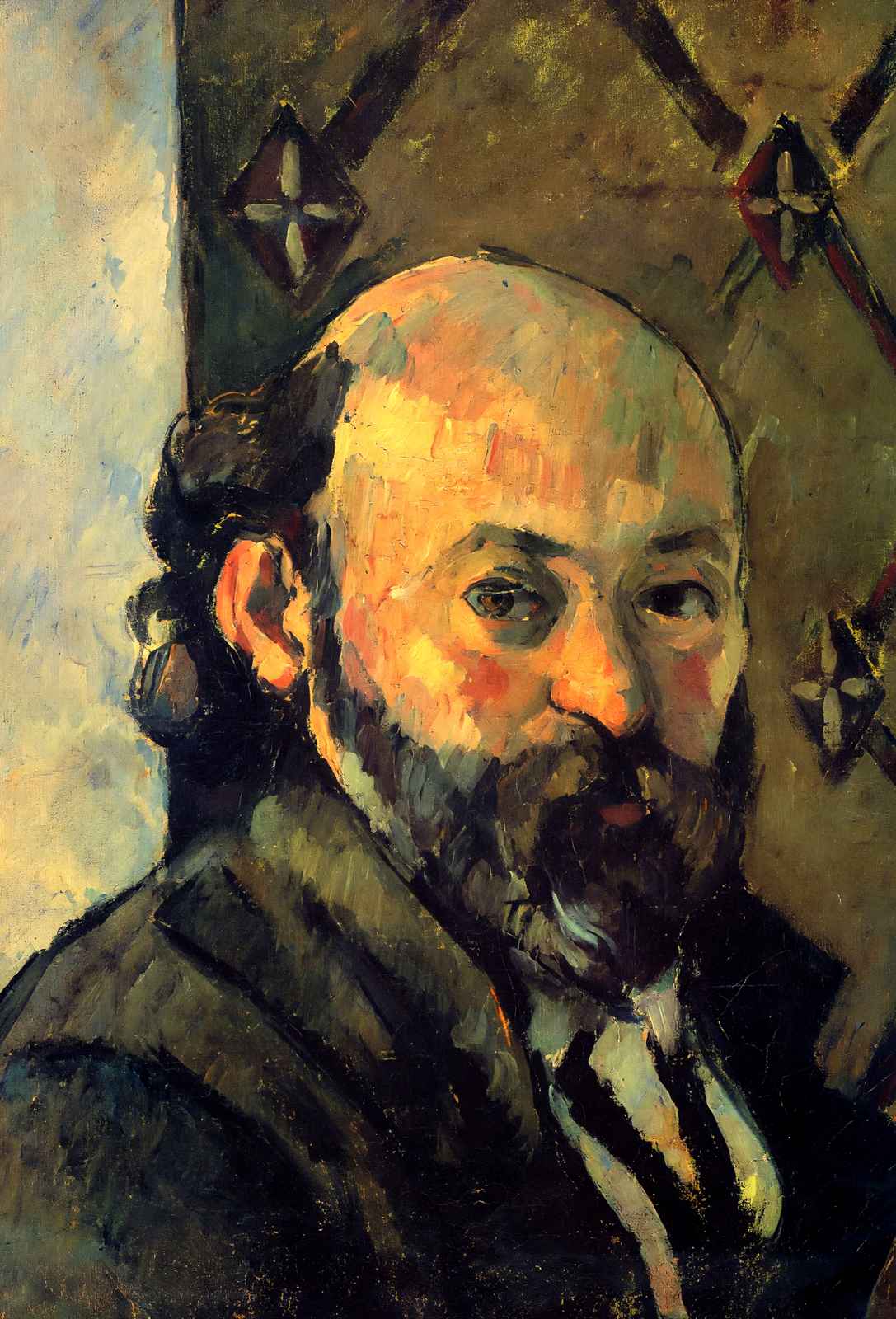 Self-Portrait in Front of Olive Wallpaper 1881 by Cezanne Art Print (6 Sizes)