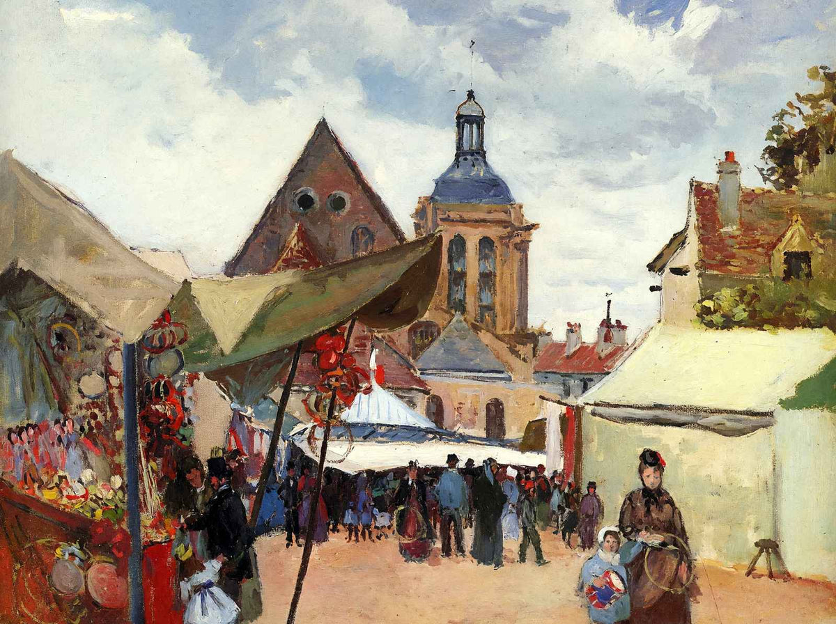 September Fete, Pontoise Art Print 1872 Painting by Camille Pissarro (6 Sizes)