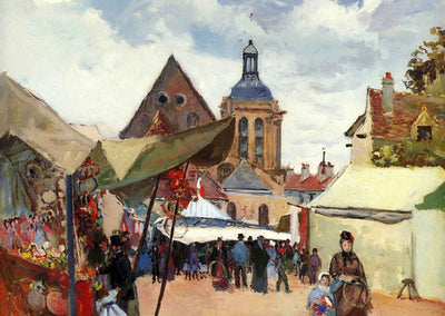 September Fete, Pontoise Art Print 1872 Painting by Camille Pissarro (6 Sizes)