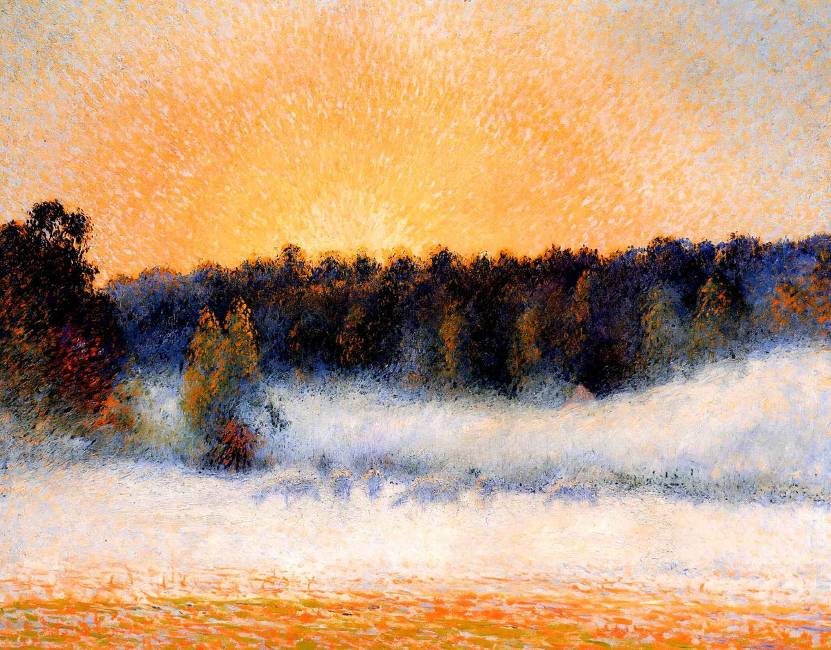 Setting Sun and Fog, Eragny 1891 by Camille Pissarro Art Print (6 Sizes)