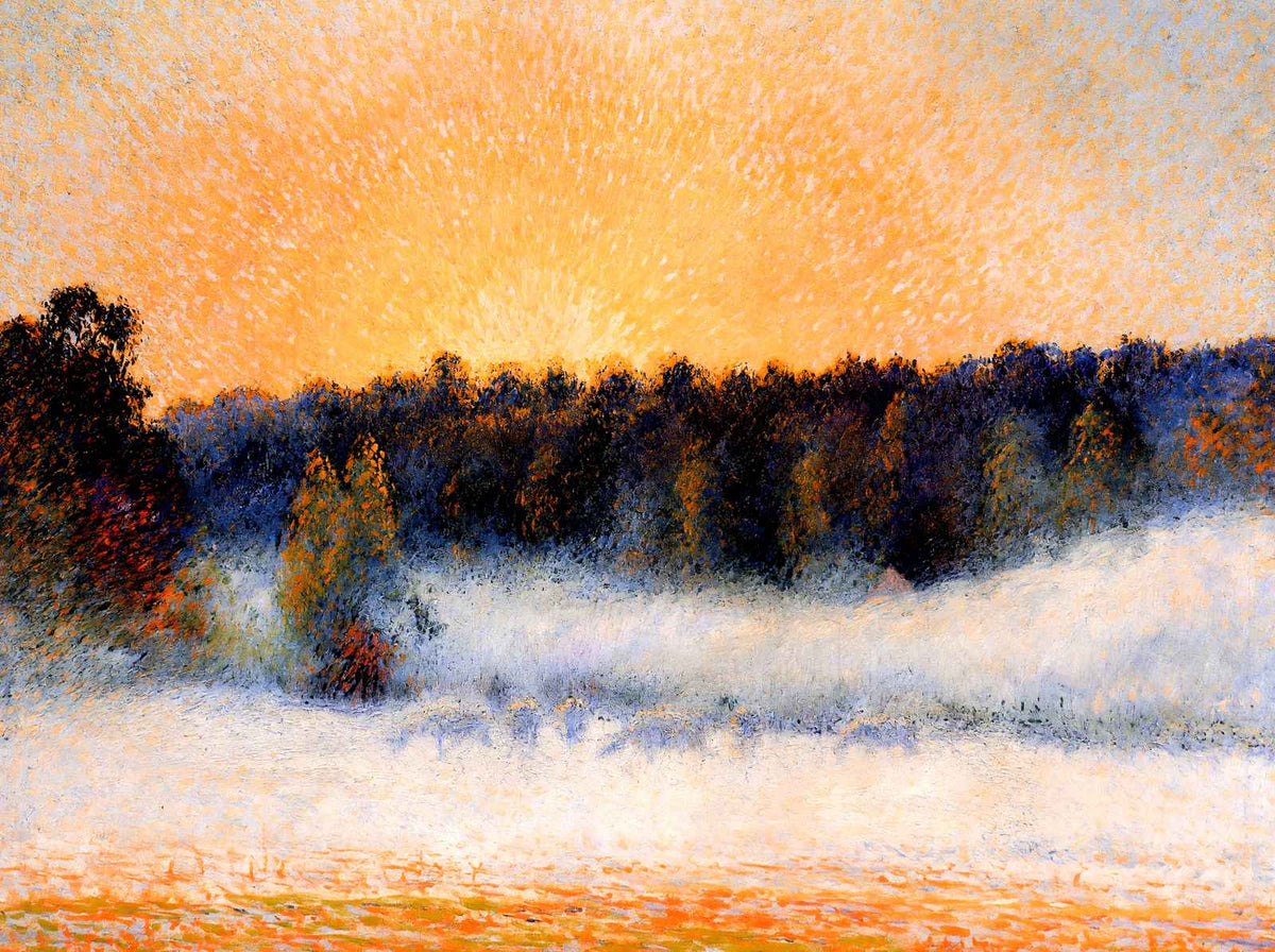 Setting Sun and Fog, Eragny 1891 by Camille Pissarro Art Print (6 Sizes)