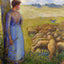 Shepherdess and Sheep 1887 Painting by Camille Pissarro Art Print (6 Sizes)