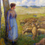 Shepherdess and Sheep painting by Camille Pissarro (1887)