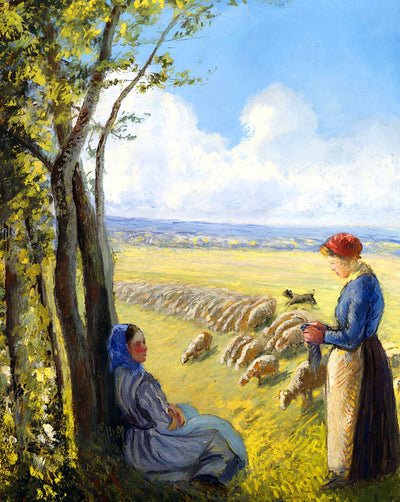 Shepherdesses art print by Camille Pissarro (1887)
